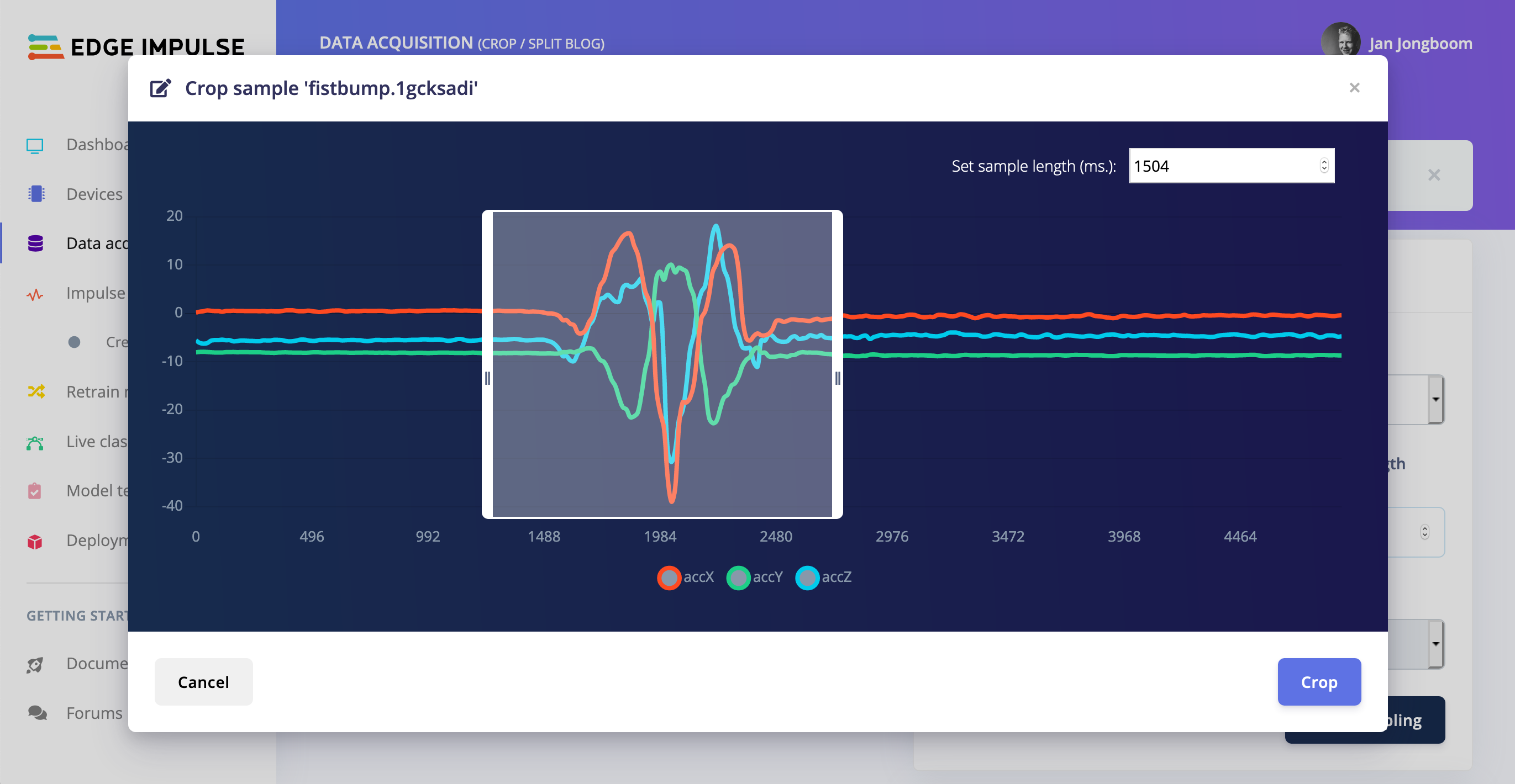 Cropping and splitting data from the studio