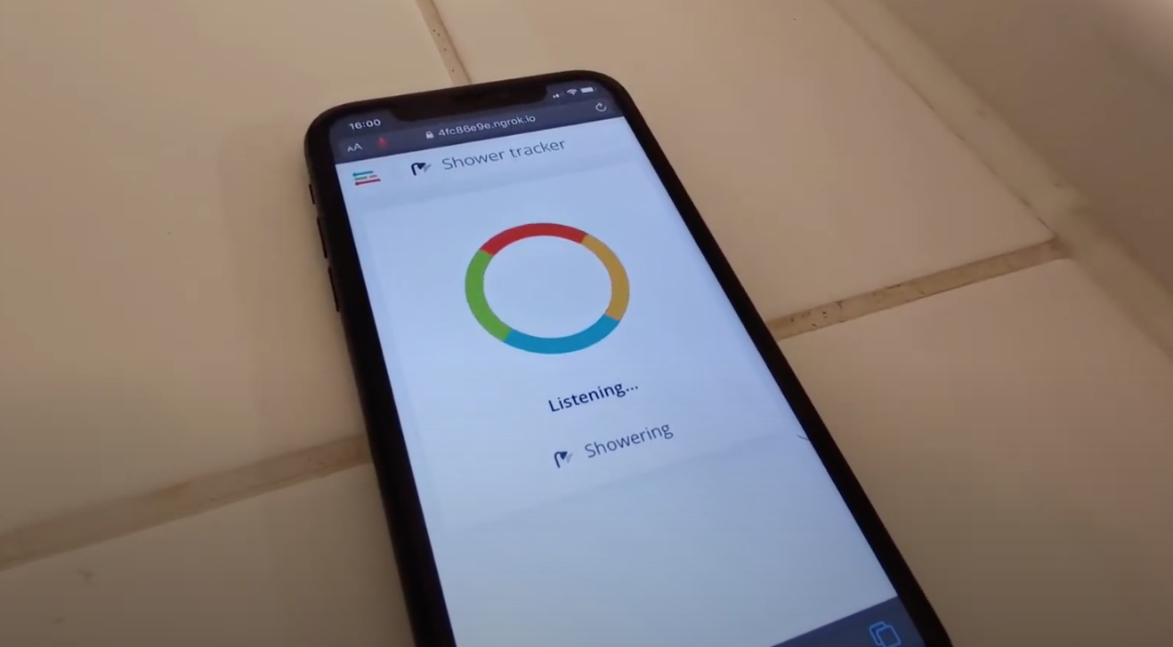 Audio-based shower timer with a phone, Machine Learning and WebAssembly